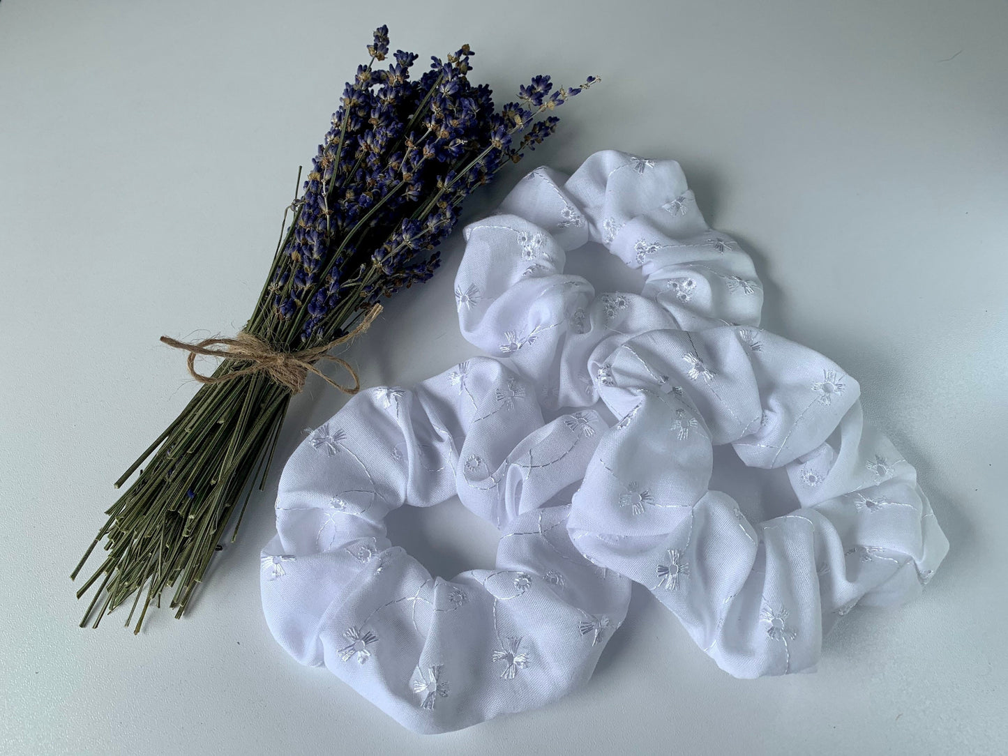 White Eyelet Scrunchie