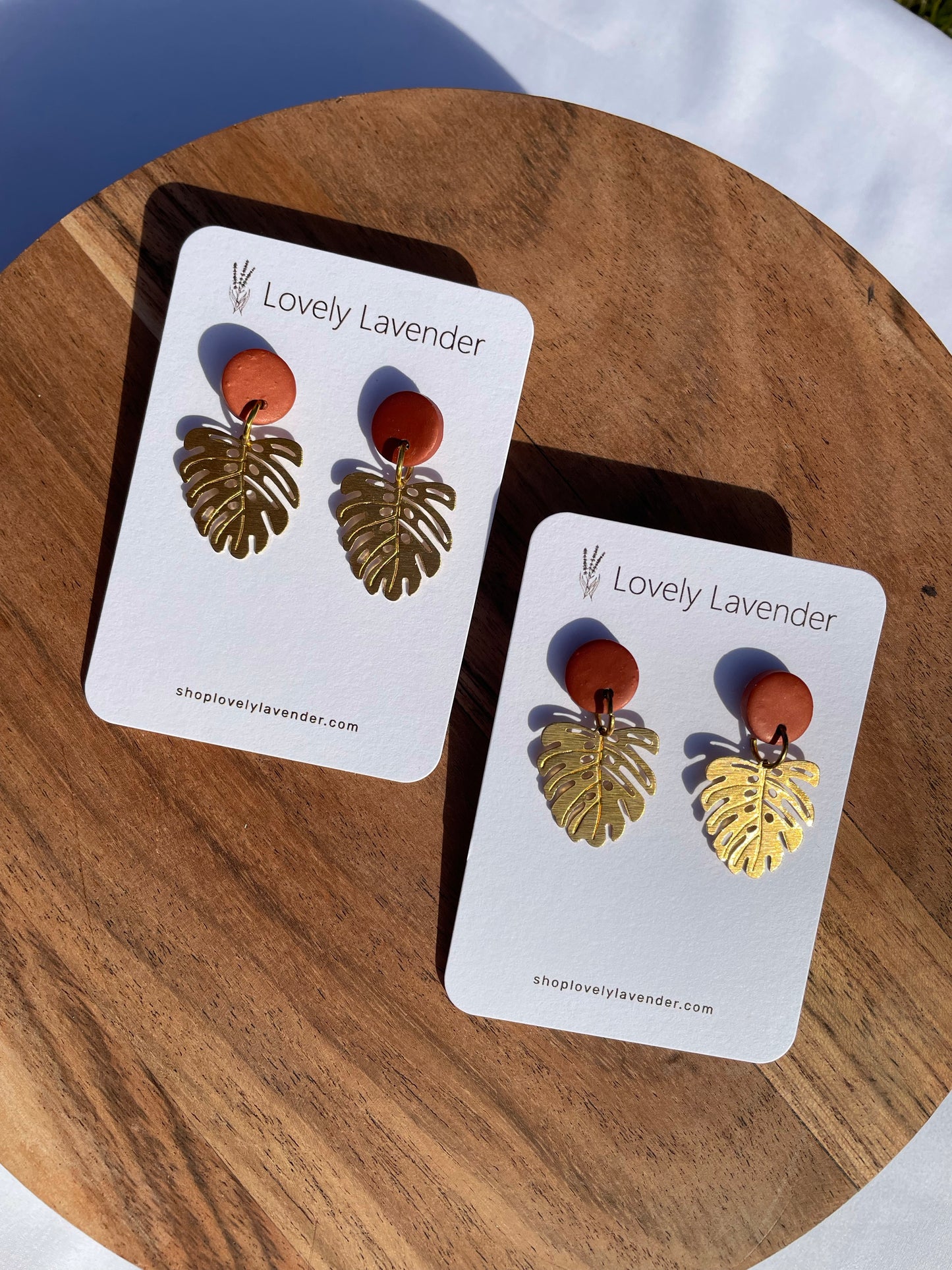 Terracotta Monstera Leaf Earrings