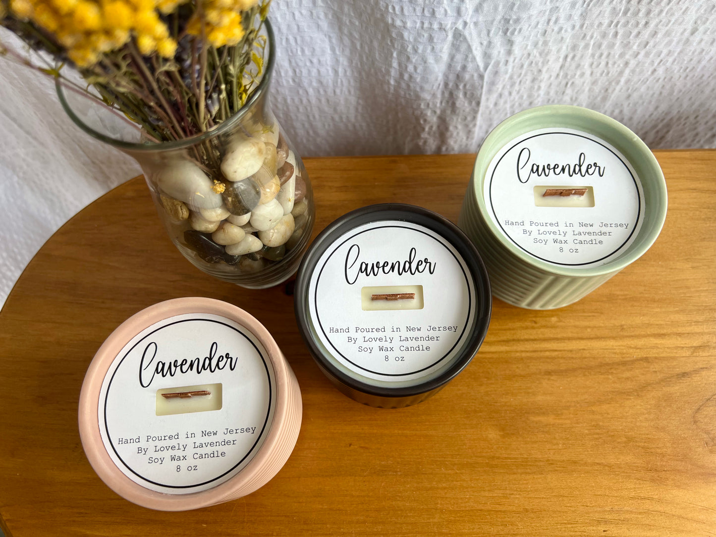 Lavender Plant Pot Soy Wax Wood Wick Candle