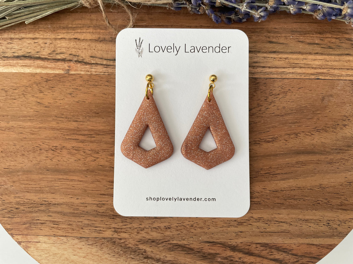 Rose Gold Art Deco Teardrop Earrings