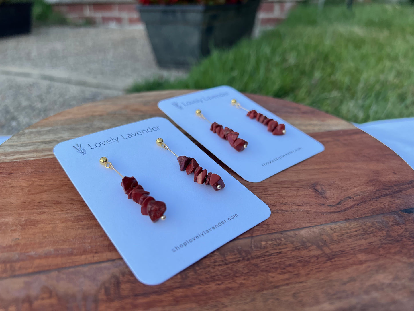 Red Jasper Earrings - Gold