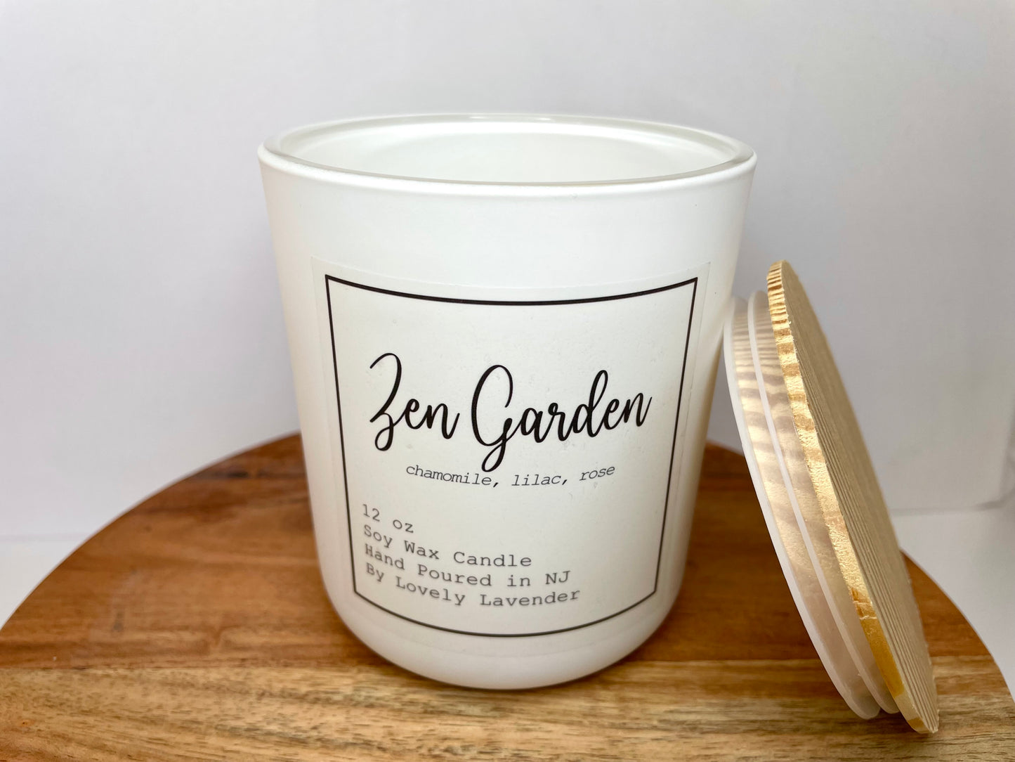 Zen Garden - Chamomile, Lilac, Rose Soy Wax Wood Wick Candle