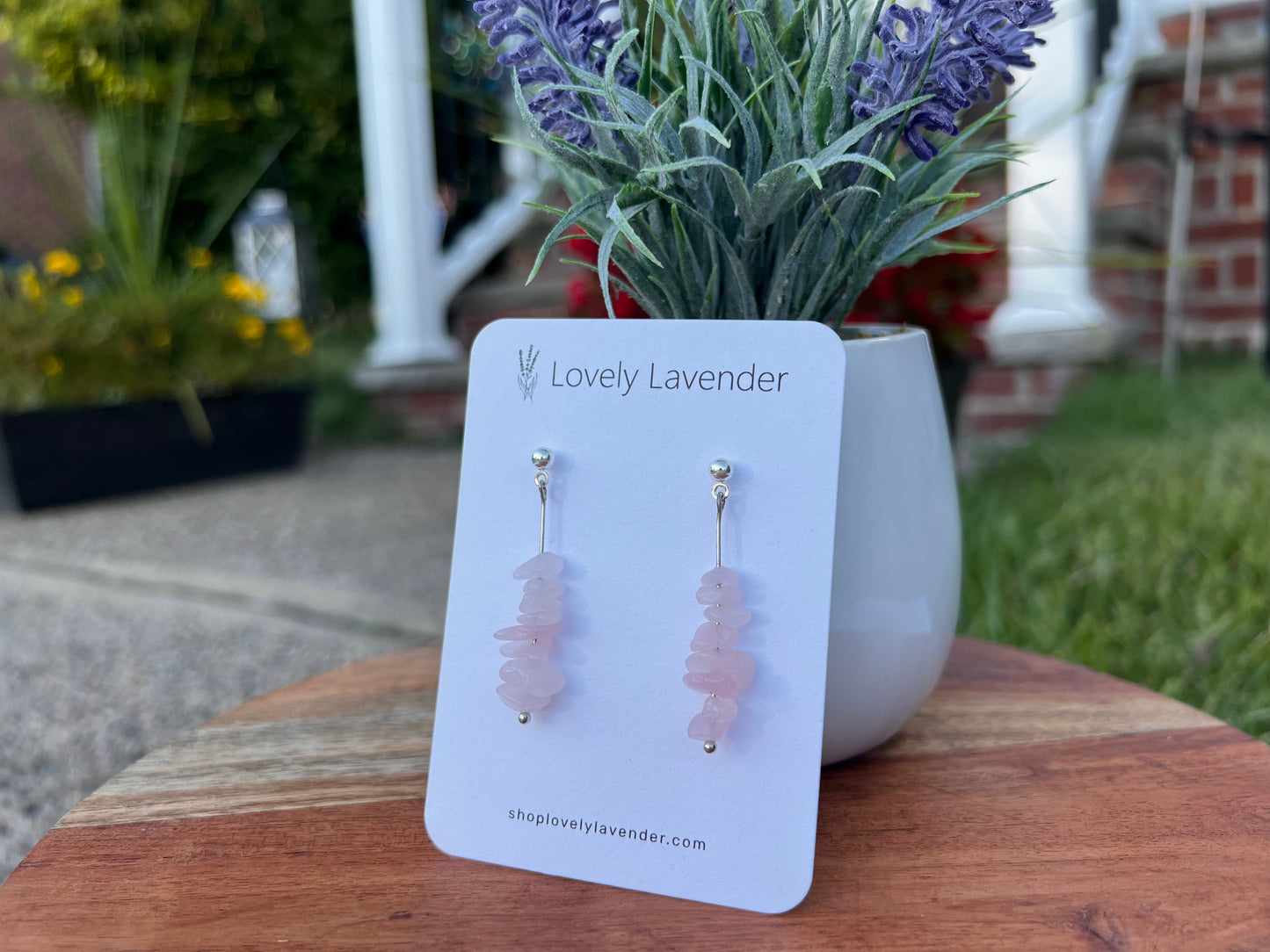 Rose Quartz Earrings - Silver