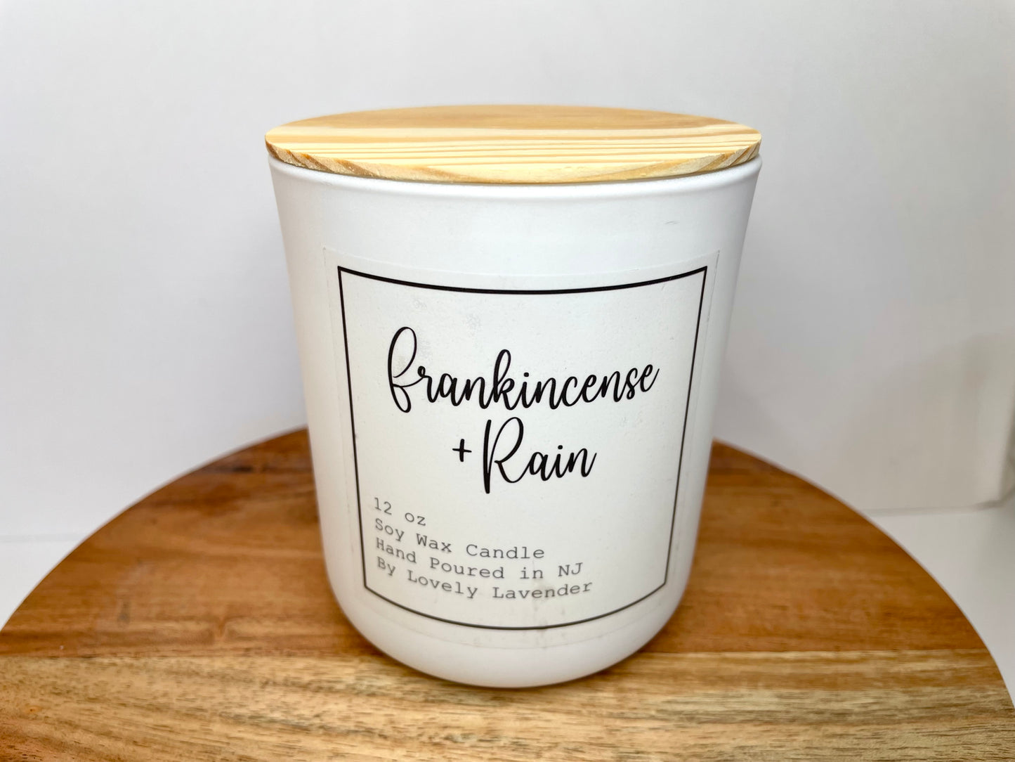 Frankincense + Rain Soy Wax Wood Wick Candle