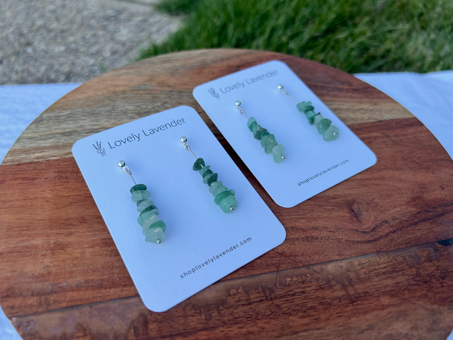Green Aventurine Earrings - Silver