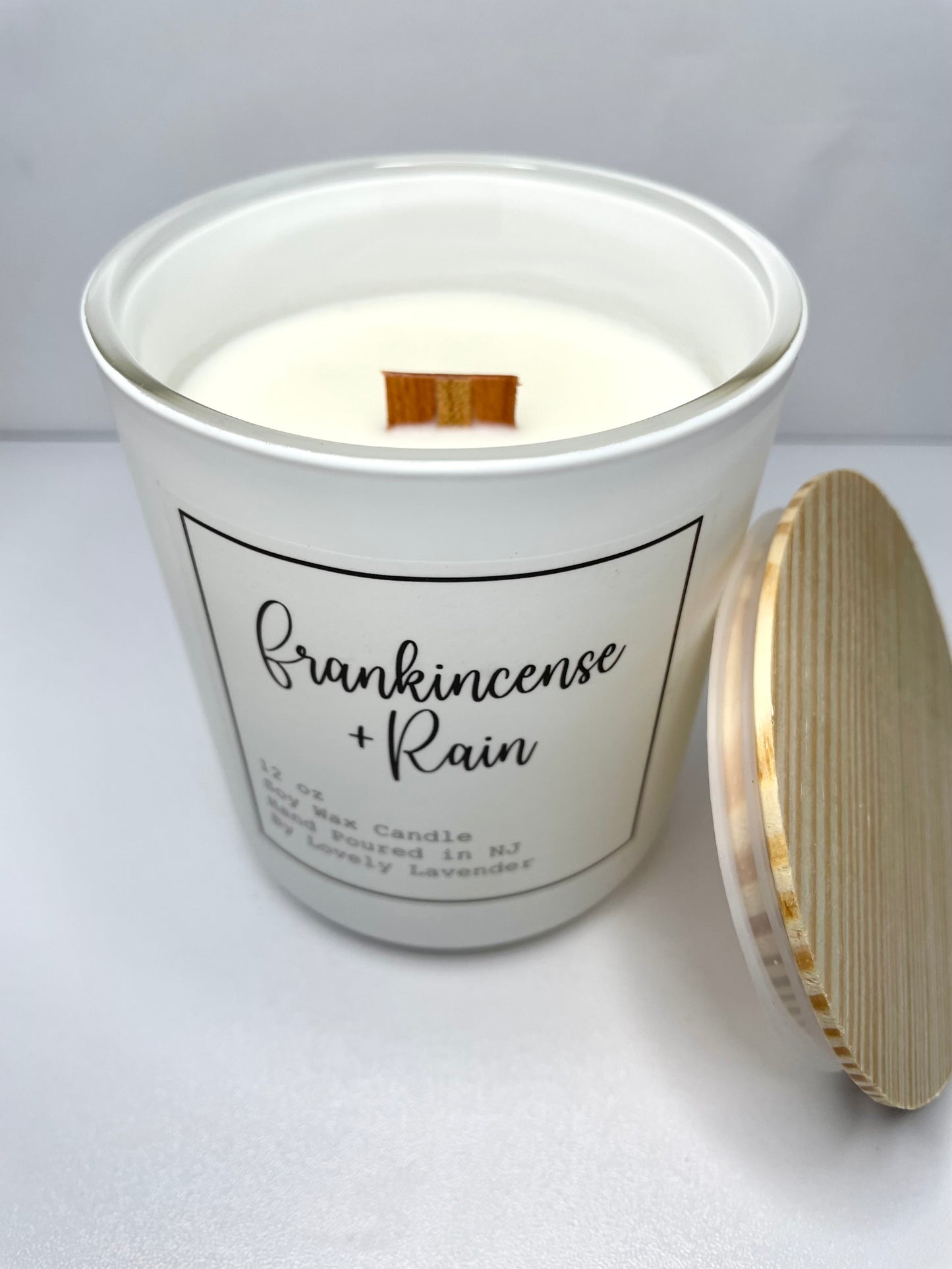 Frankincense + Rain Soy Wax Wood Wick Candle