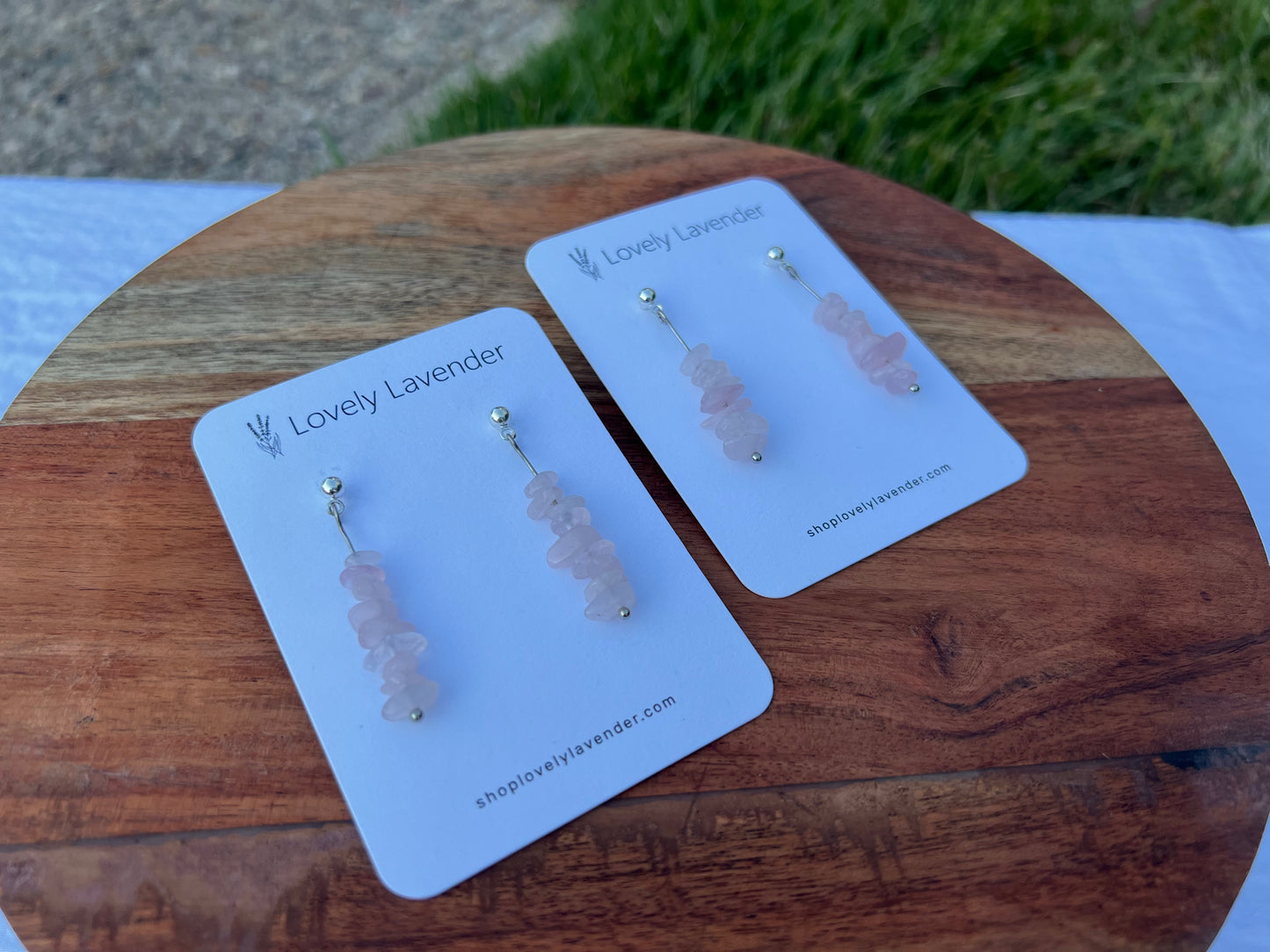 Rose Quartz Earrings - Silver