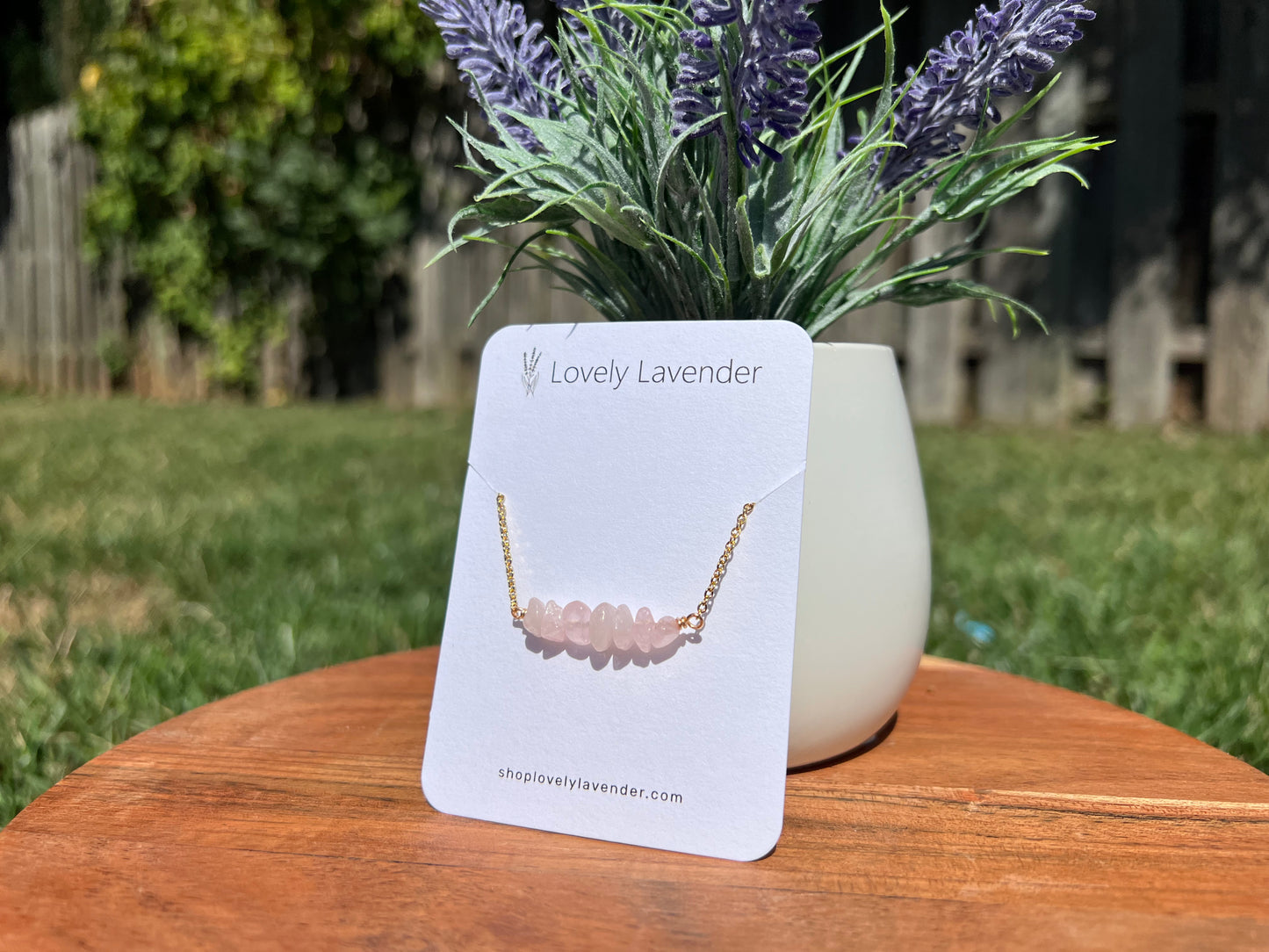 Rose Quartz Necklace - Gold