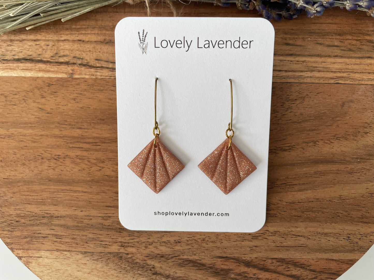 Rose Gold Art Deco Square Earrings