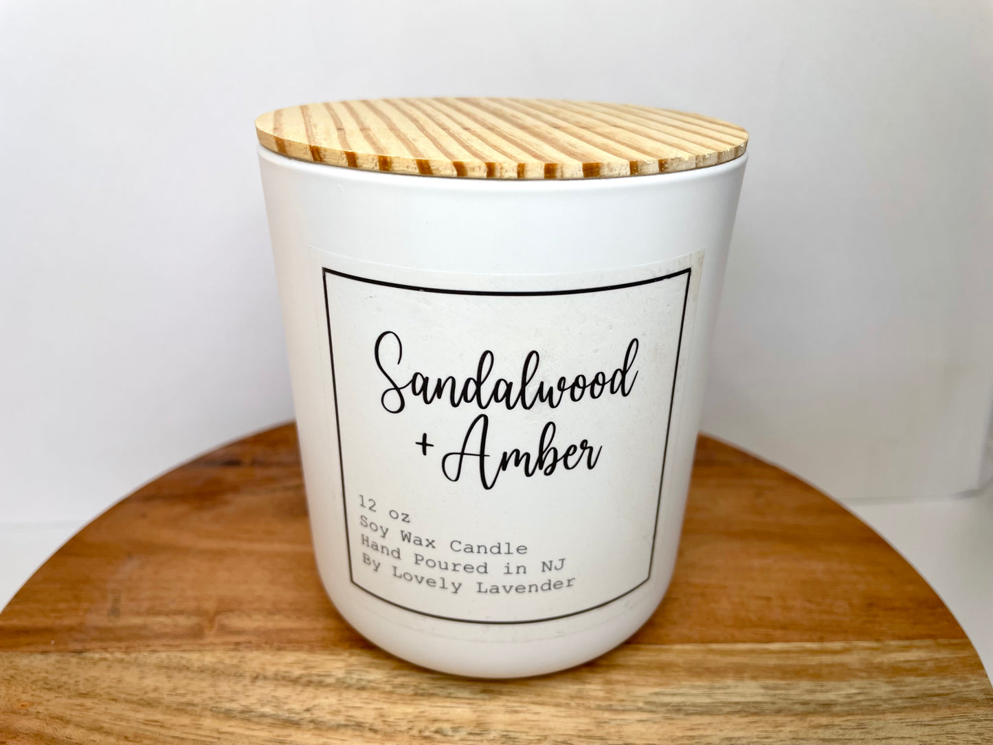 Sandalwood + Amber Soy Wax Wood Wick Candle