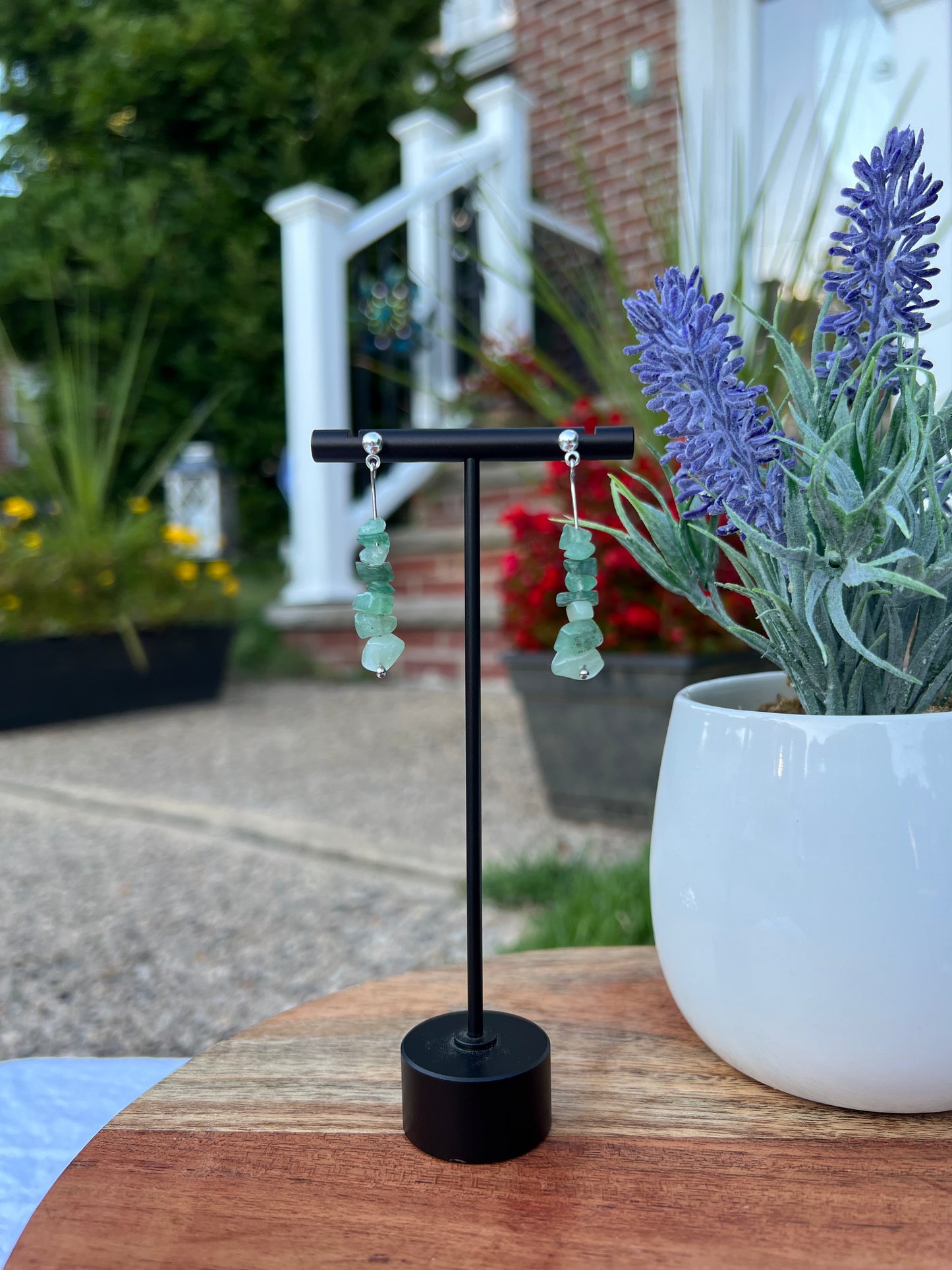 Green Aventurine Earrings - Silver