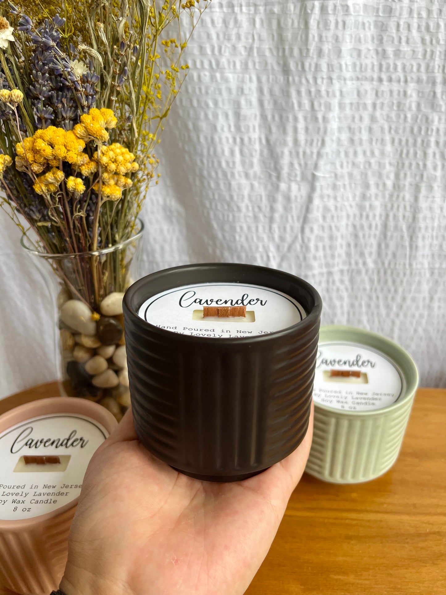 Lavender Plant Pot Soy Wax Wood Wick Candle