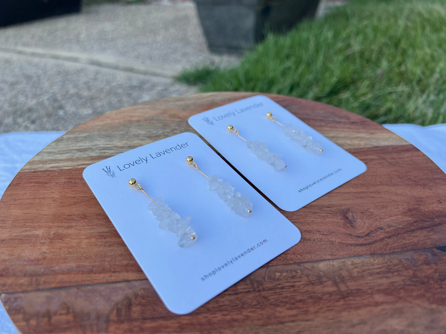 Clear Quartz Earrings - Gold