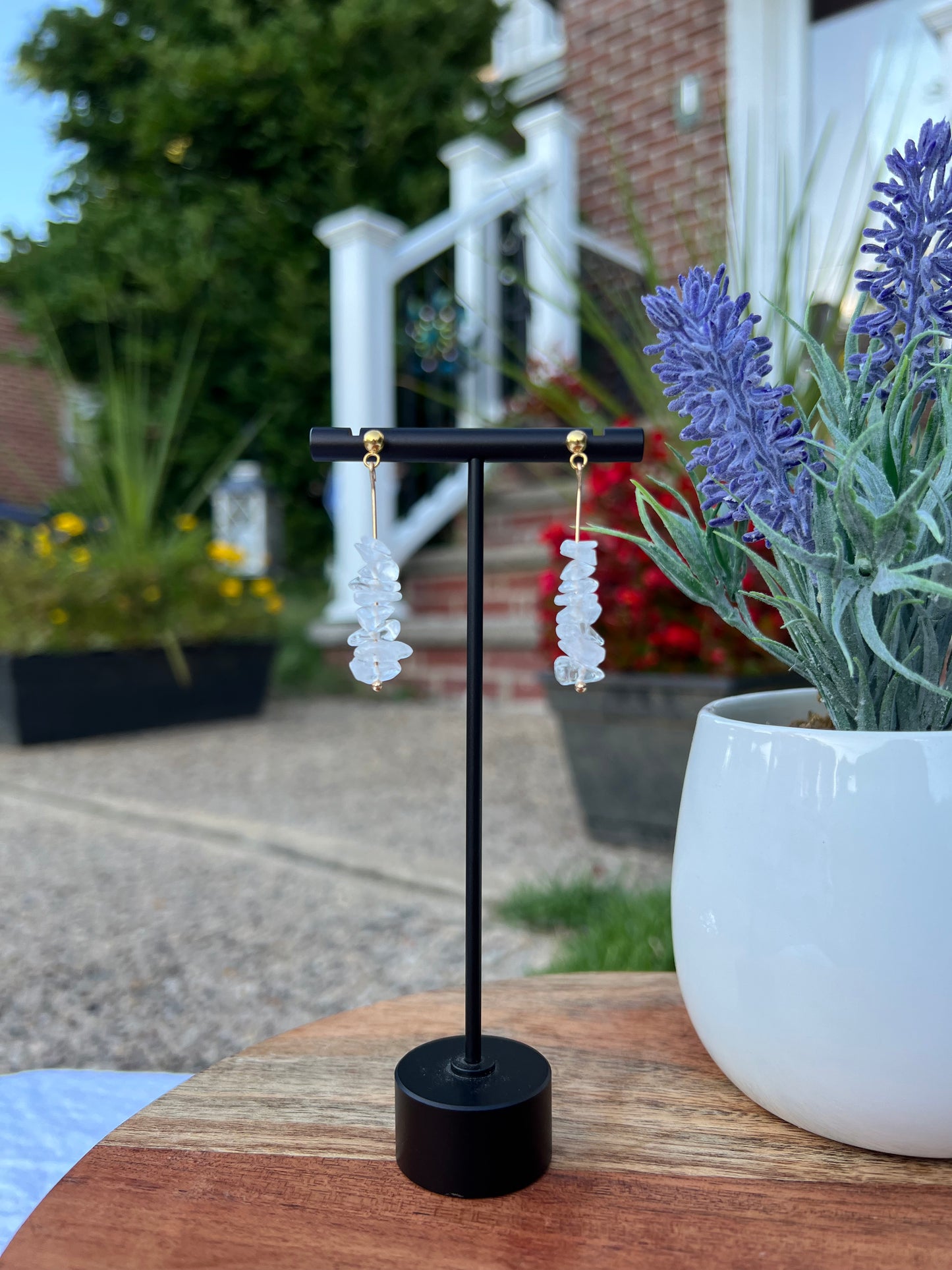 Clear Quartz Earrings - Gold