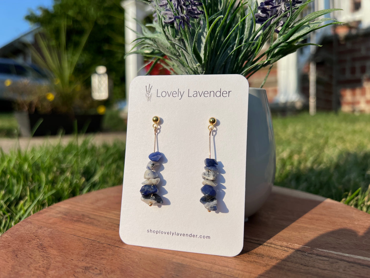 Sodalite Earrings - Gold
