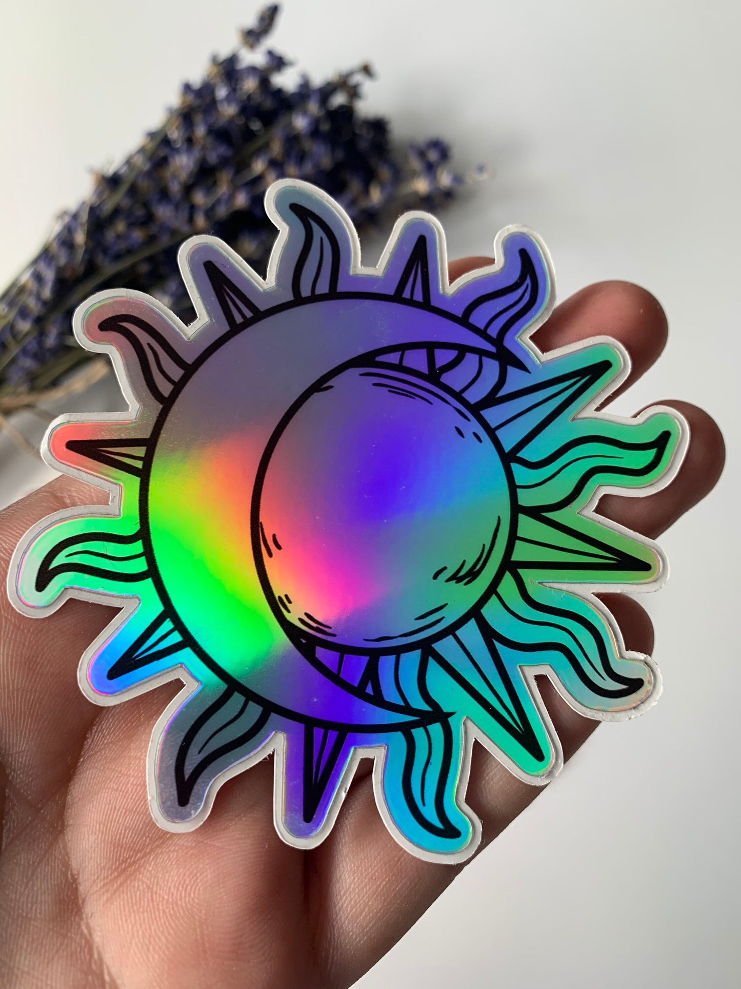 Sun Moon Holographic Sticker