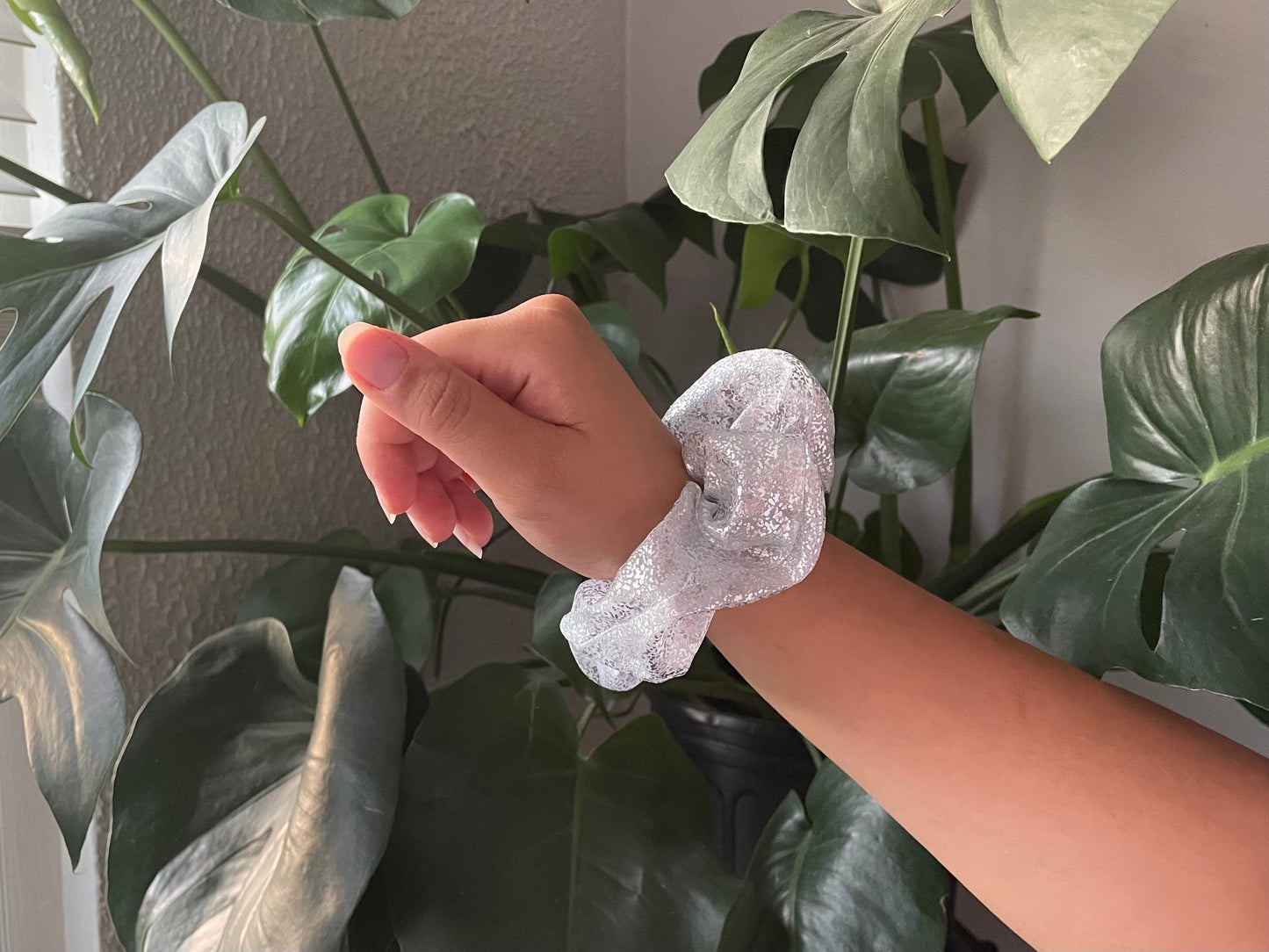 Silver Organza Scrunchie