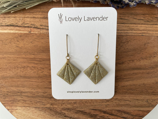 Gold Art Deco Square Earrings