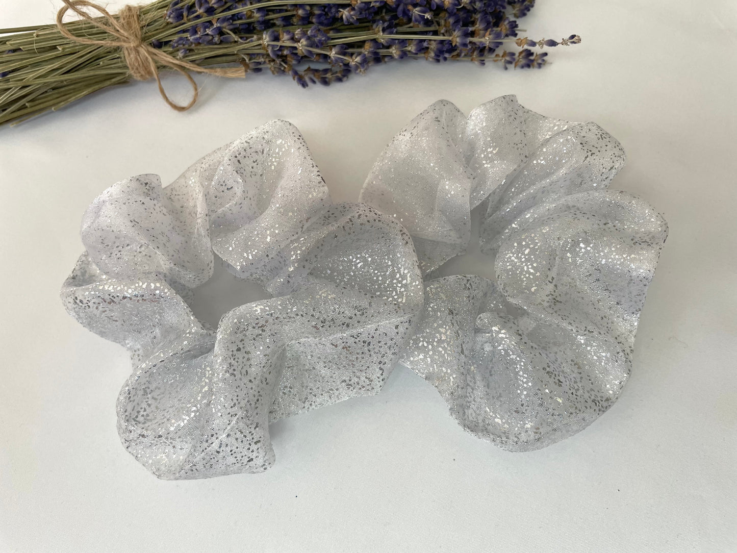 Silver Organza Scrunchie