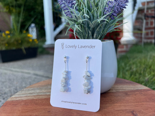 White Howlite Earrings - Silver