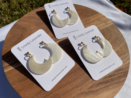 Moon Mother of Pearl Shell Earrings