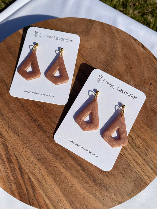 Rose Gold Art Deco Teardrop Earrings