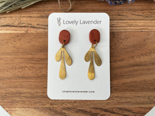 Terracotta Gold Leaf Earrings