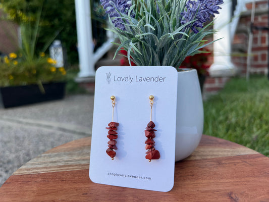 Red Jasper Earrings - Gold