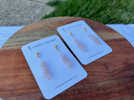 Rose Quartz Earrings - Gold