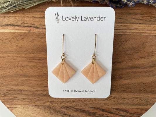 Peach Art Deco Square Earrings