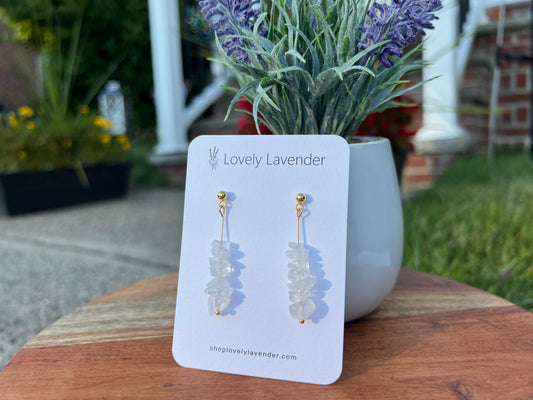 Clear Quartz Earrings - Gold