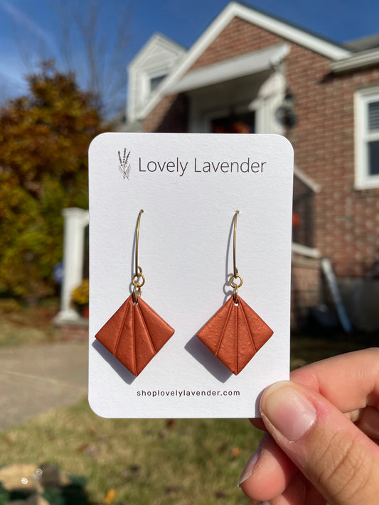 Terracotta Art Deco Square Earrings