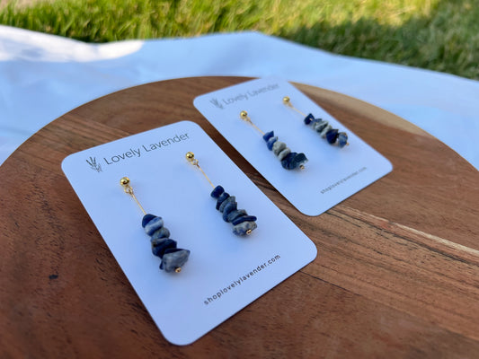 Sodalite Earrings - Gold