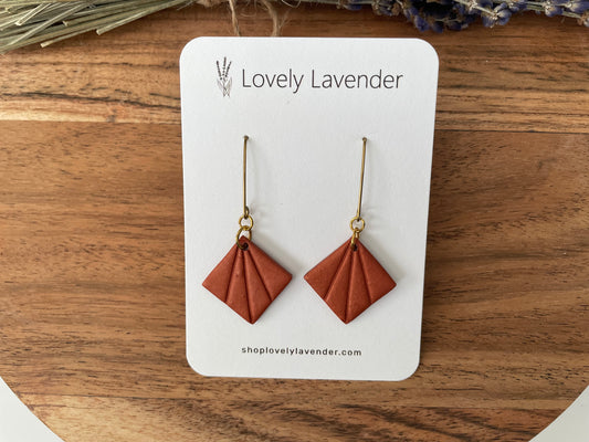 Terracotta Art Deco Square Earrings