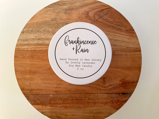 Frankincense + Rain Soy Wax Wood Wick Candle