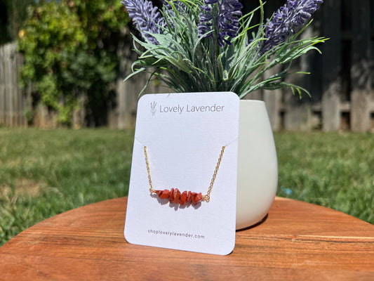 Red Jasper Necklace - Gold