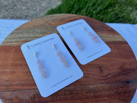 Rose Quartz Earrings - Silver