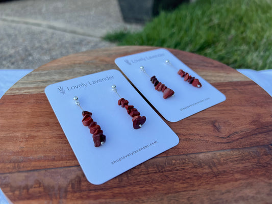 Red Jasper Earrings - Silver
