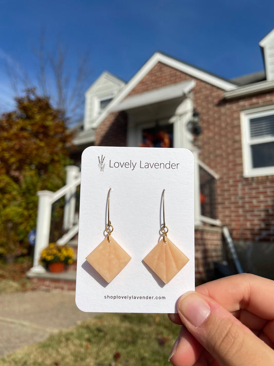 Peach Art Deco Square Earrings