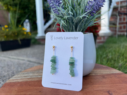 Green Aventurine Earrings - Gold