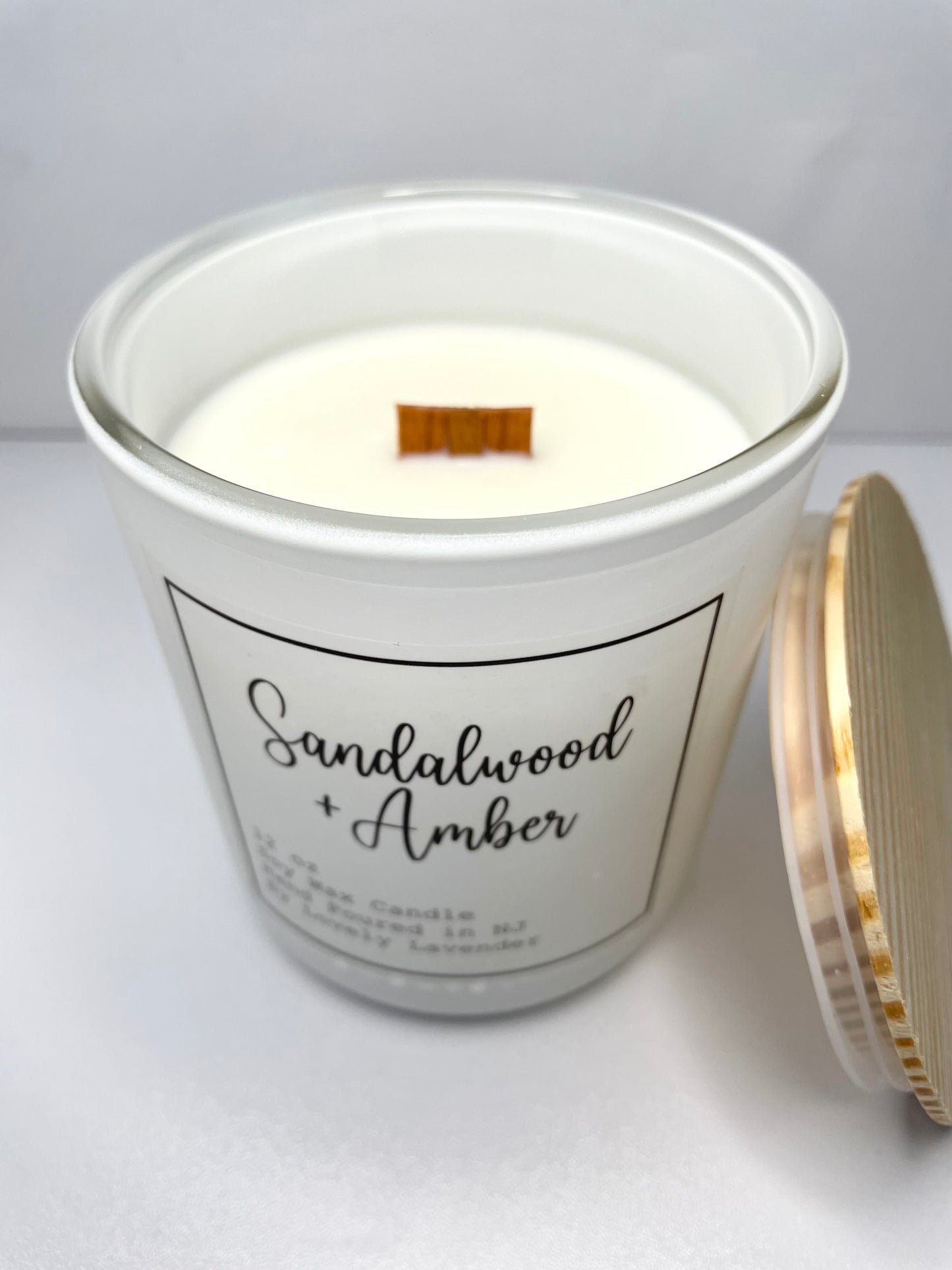 Sandalwood + Amber Soy Wax Wood Wick Candle