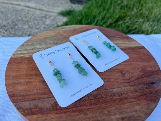 Green Aventurine Earrings - Gold