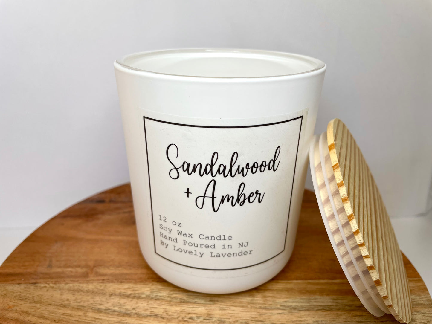 Sandalwood + Amber Soy Wax Wood Wick Candle