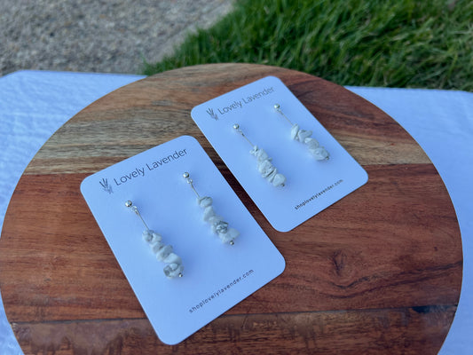 White Howlite Earrings - Silver