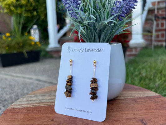 Tigers Eye Earrings - Gold