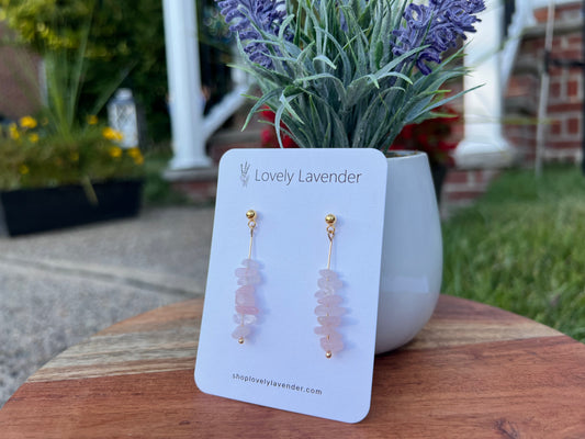 Rose Quartz Earrings - Gold