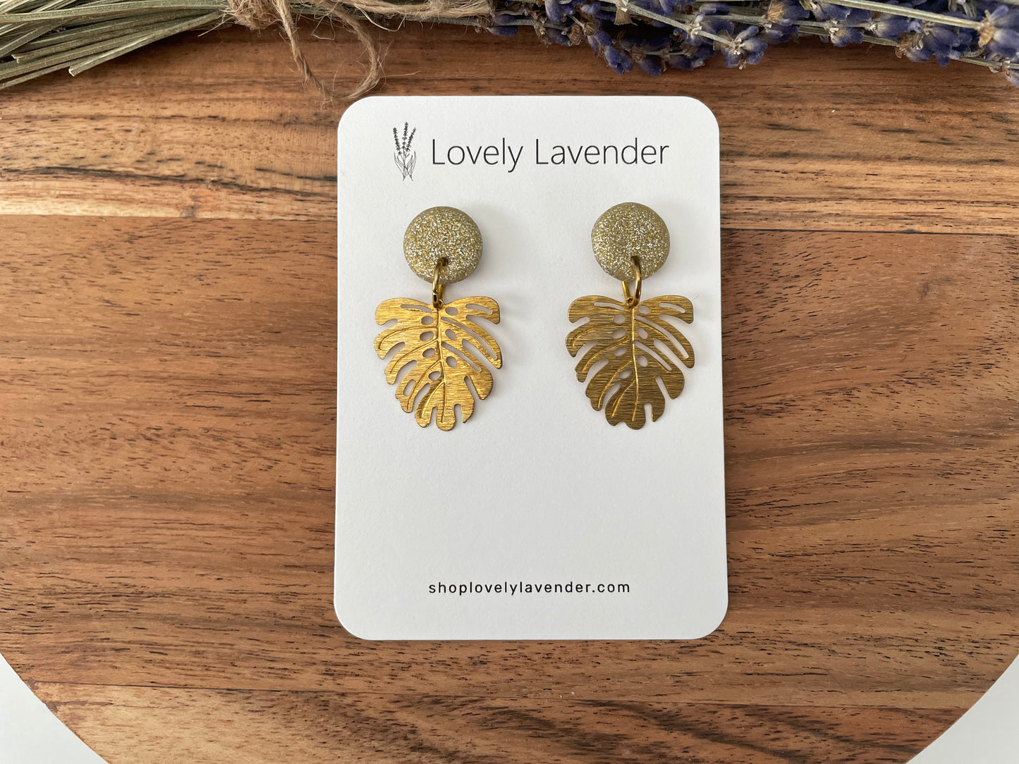 Gold Monstera Leaf Earrings