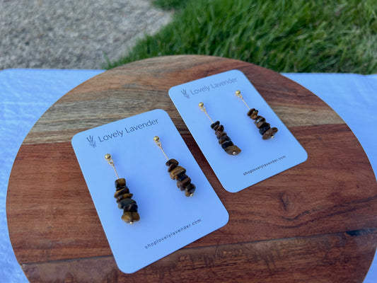 Tigers Eye Earrings - Gold