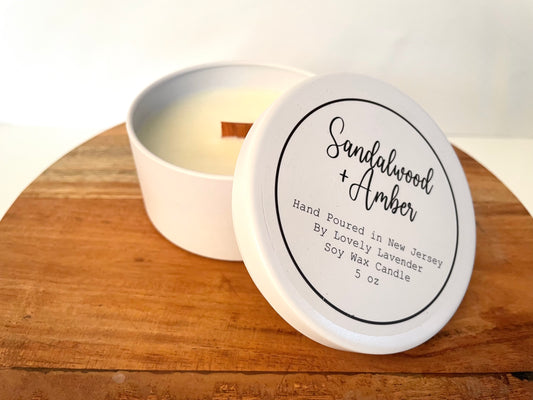 Sandalwood + Amber Soy Wax Wood Wick Candle
