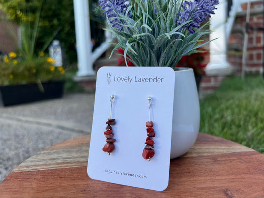 Red Jasper Earrings - Silver